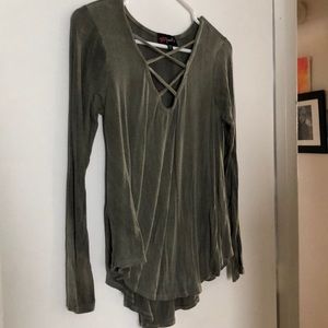 Long sleeve criss-cross t-shirt
